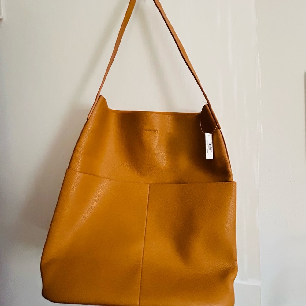 Tan Faux Leather Tote Bag NWT